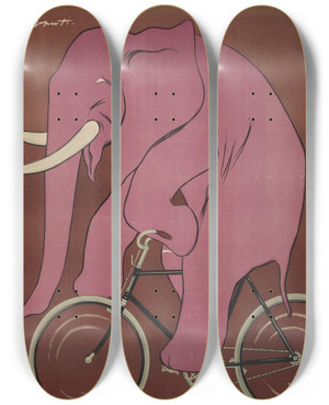 Triptych art skateboard deck of Arnaldo Mario Ferraguti Cicli Maino Alessandria by Arnaldo Ferraguti