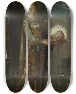 Triptych art skateboard deck of Gustave Moreau Salome With The Head Of John The Baptist by Gustave Moreau (1826-1898)