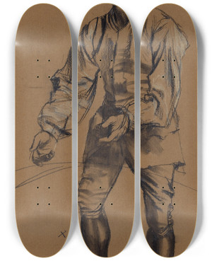 Triptych art skateboard deck of Adolph Von Menzel Richard Menzel Posing In Eighteenthcentury Costume by Adolph Von Menzel (1815-1905)