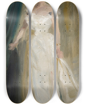 Triptych art skateboard deck of Peder Severin Kryer Portrt Af Lensgrevinde Lillie Suzanne Rabenlevetzau by Peder Severin Kroyer (1851-1909)