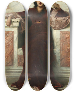 Triptych art skateboard deck of Nathaniel Sichel A Dalmatian Woman by Nathaniel Sichel (1843-1907)