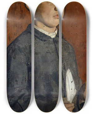 Triptych art skateboard deck of Ferdinand Hodler Portrait Of August Hodler The Student by Ferdinand Hodler (1853-1918)