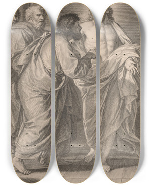 Triptych art skateboard deck of Giovanni Bottani The Incredulity Of Saint Thomas by Giovanni Bottani (1725-1804)