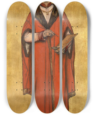 Triptych art skateboard deck of Albert Frans Lieven De Vriendt The Painter Jan Van Eyck by Albert Frans Lieven De Vriendt (1843-1900)