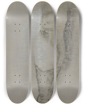 Triptych art skateboard deck of Jens Juel Studie Til Det Rybergske Familiebillede Johan Christian Rybergs Hjre Ben by Jens Juel (1745-1802)