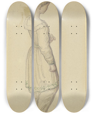 Triptych art skateboard deck of Marie Ellenrieder Knabe Mit Langem Berrock Im Verlorenen Profil by Marie Ellenrieder (1791-1863)