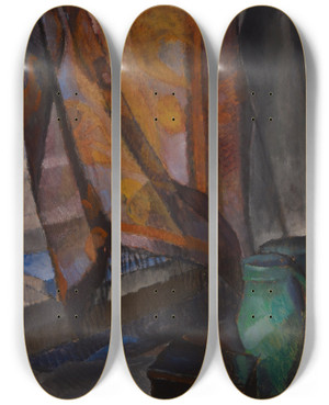 Triptych art skateboard deck of Alvar Cawn Window by Alvar Cawen (1886-1935)