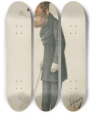 Triptych art skateboard deck of Carlo Pellegrini Politicians He Has Suceeded In Volunteering Viscount Ranelagh 25 June 1870 by Carlo Pellegrini (1839-1889)