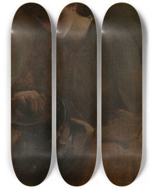 Triptych art skateboard deck of John White Alexander A Toiler by John White Alexander (1856-1915)