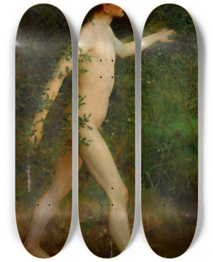 Triptych art skateboard deck of Henry Scott Tuke A Woodland Bather by Henry Scott Tuke (1858-1929)