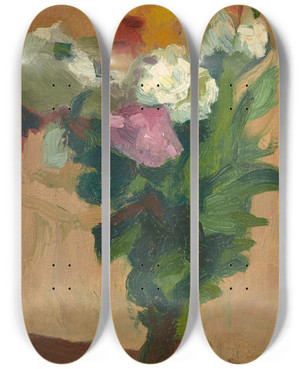 Triptych art skateboard deck of Albert Marquet Bouquet De Fleurs Dans Un Vase by Albert Marquet (1875-1947)