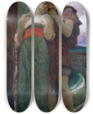 Triptych art skateboard deck of Frederic Leighton Wedded by Frederic Leighton (1830-1896)
