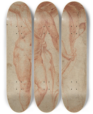 Triptych art skateboard deck of Italian 16Th Century Apollo by Italian 16th Century