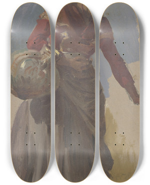 Triptych art skateboard deck of Johann Nepomuk Rauch Buerin Aus Albano Mit Einem Krug by Johann Nepomuk Rauch (1804-1847)