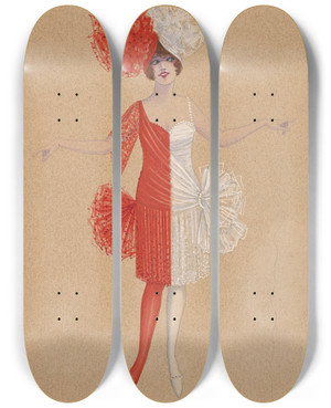 Triptych art skateboard deck of Will R Barnes Untitled_16 by Will R Barnes (1939)
