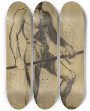Triptych art skateboard deck of Karl Wiener Mnnlicher Akt V_1 by Karl Wiener (1901-1949)