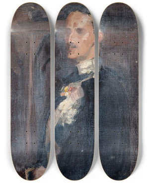 Triptych art skateboard deck of Albert Edelfelt Skecth For The Portrait Of Prince Carl_2 by Albert Edelfelt (1854-1905)