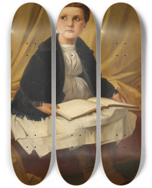 Triptych art skateboard deck of Eduard Von Steinle Portrait Of Agnes Von Steinle The Artists Daughter by Eduard Von Steinle (1810-1886)