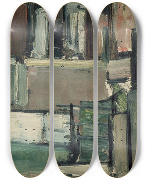 Triptych art skateboard deck of Theo Van Doesburg Houses by Theo Van Doesburg (1883-1931)