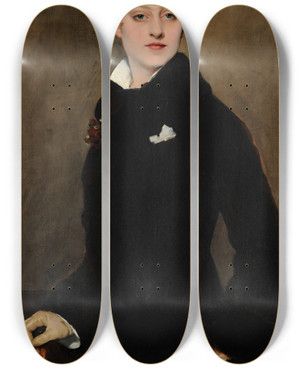Triptych art skateboard deck of Louise Abbma Rene Delmas by Louise Abbema (1853-1927)