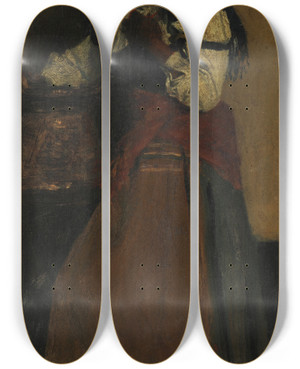 Triptych art skateboard deck of Carolusduran Femme Napolitaine by Carolus Duran (1837-1917)