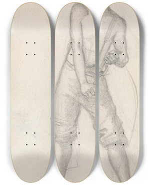 Triptych art skateboard deck of Sir John Everett Millais Study Of A Youth_1 by Sir John Everett Millais (1829-1896)