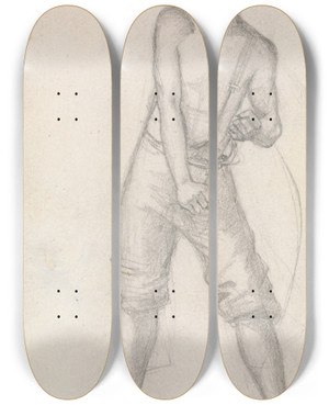 Triptych art skateboard deck of Sir John Everett Millais Study Of A Youth_2 by Sir John Everett Millais (1829-1896)
