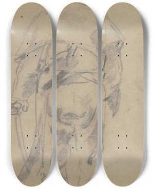 Triptych art skateboard deck of Anton Burger Beater From The Back by Anton Burger (1824-1905)