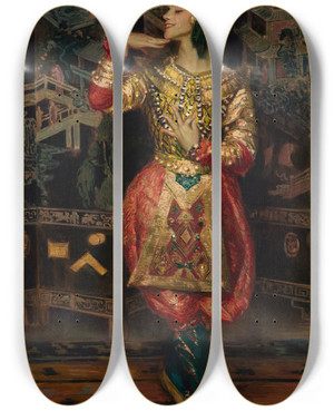 Triptych art skateboard deck of Jacquesmile Blanche Vaslav Nijinsky In Danse Siamoise by Jacques-mile Blanche (1861-1942)