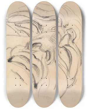 Triptych art skateboard deck of Benjamin Robert Haydon Study Of A Mans Expressive Face by Benjamin Robert Haydon (1786-1846)