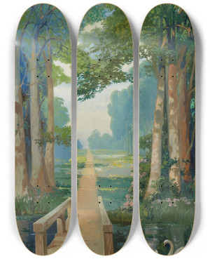 Triptych art skateboard deck of Franz Strahalm Country Path by Franz Strahalm (1879-1935)