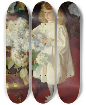 Triptych art skateboard deck of John Singer Sargent Helen Sears by John Singer Sargent (1856-1925)