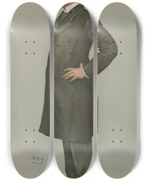 Triptych art skateboard deck of Leslie Matthew Ward Politicians Her Majestys Private Secretary Colonel Sir Arthur John Brigge September 6 1900 by Leslie Matthew Ward (1851-1922)
