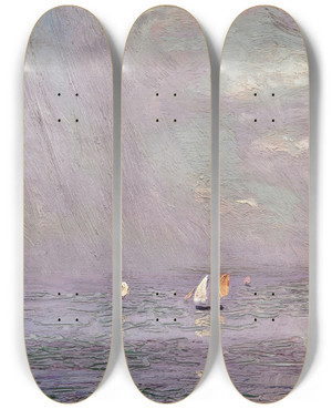Triptych art skateboard deck of Nikolai Nikanorovich Dubovskoy At Sea by Nikolai Nikanorovich Dubovskoy (1859-1918)