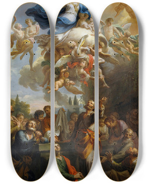 Triptych art skateboard deck of Martin Knoller Assumption Of The Virgin by Martin Knoller (1725-1804)