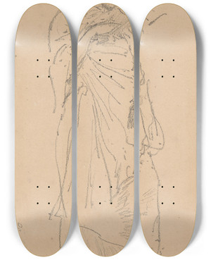 Triptych art skateboard deck of James Abbott Mcneill Whistler The Novel Girl Reading by James Abbott Mcneill Whistler (1834-1903)