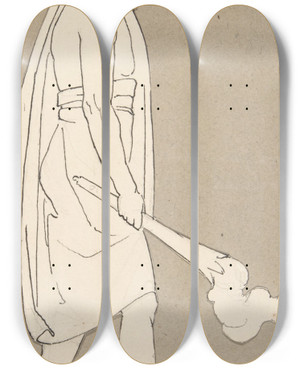 Triptych art skateboard deck of After John Flaxman Design For Large Fireplace White Tiles Produced In Wedgwoods Factory_4 by After John Flaxman (1755-1826)