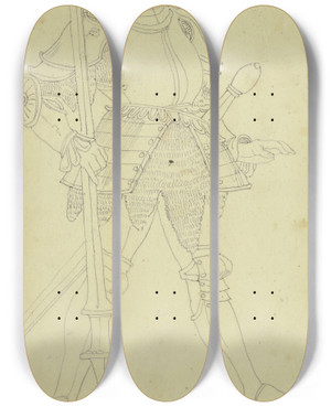 Triptych art skateboard deck of Philipp Winterwerb Friedrich Truchse by Philipp Winterwerb (1837-1873)