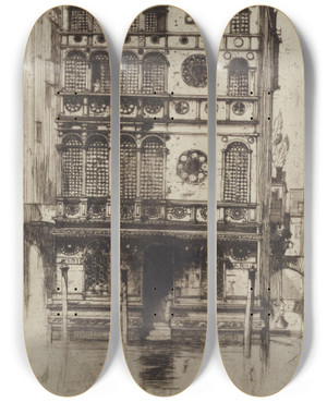 Triptych art skateboard deck of David Young Cameron Joannis Darius by David Young Cameron (1865-1945)
