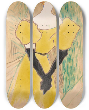 Triptych art skateboard deck of Henri De Toulouselautrec Yvette Guilbert_2 by Henri de Toulouse-Lautrec (1864-1901)