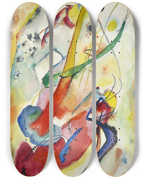 Triptych art skateboard deck of Wassily Kandinsky Entwurf Zu Einem Wandbild Fr Edwin R Campbell Nr 1 by Wassily Kandinsky (1866-1944)
