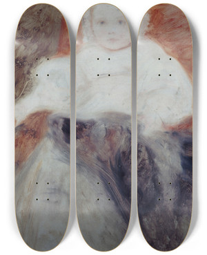 Triptych art skateboard deck of Ary Scheffer Cornlie Scheffer Enfant by Ary Scheffer (1795-1858)
