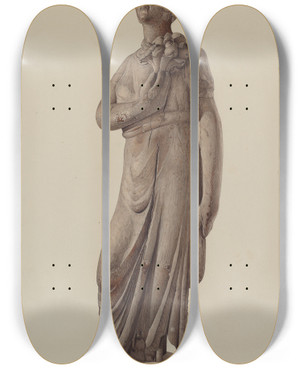 Triptych art skateboard deck of Robert Pohle Garden Figure by Robert Pohle