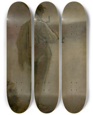 Triptych art skateboard deck of Ladislav Mednynszky Kosec Pri Rieke by Ladislav Mednyanszky (1852-1919)