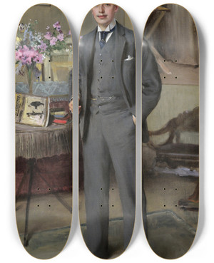 Triptych art skateboard deck of Vittorio Matteo Corcos Herrenportrait by Vittorio Matteo Corcos (1859-1933)