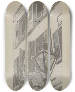 Triptych art skateboard deck of Arelia Arbo Balcony Railings by Arelia Arbo