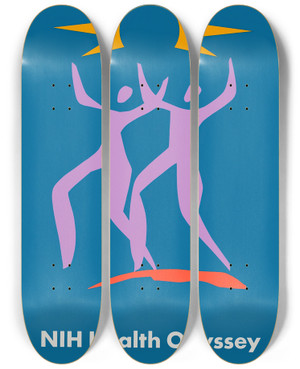 Triptych art skateboard deck of National Institutes Of Health Nih Health Odyssey by National Institutes Of Health (1887)