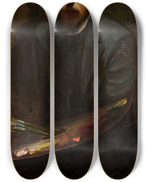 Triptych art skateboard deck of Henryk Szczygliski Selfportrait by Henryk Szczyglinski (1881-1944)