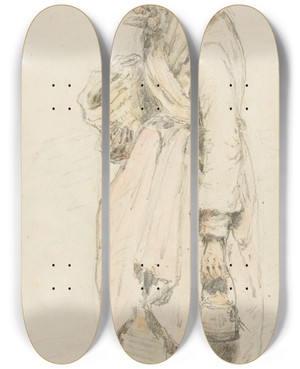 Triptych art skateboard deck of Camille Pissarro Peasant Woman_2 by Camille Pissarro (1830-1903)