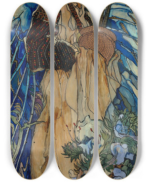Triptych art skateboard deck of Kazimierz Sichulski Die Huzulische Madonna_2 by Kazimierz Sichulski (1879-1942)